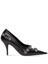 Balenciaga Cagole 90mm Cracked Lambskin Heeled Pumps Black