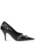 Balenciaga Cagole 90mm Cracked Lambskin Heeled Pumps Black