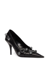 Balenciaga Cagole 90mm Cracked Lambskin Heeled Pumps Black