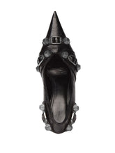 Balenciaga Cagole 90mm Cracked Lambskin Heeled Pumps Black