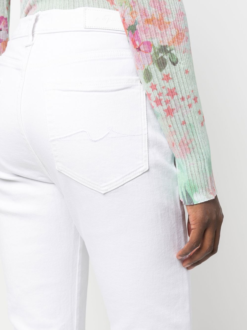 Seven Cropped Slim-Fit White Jeans White