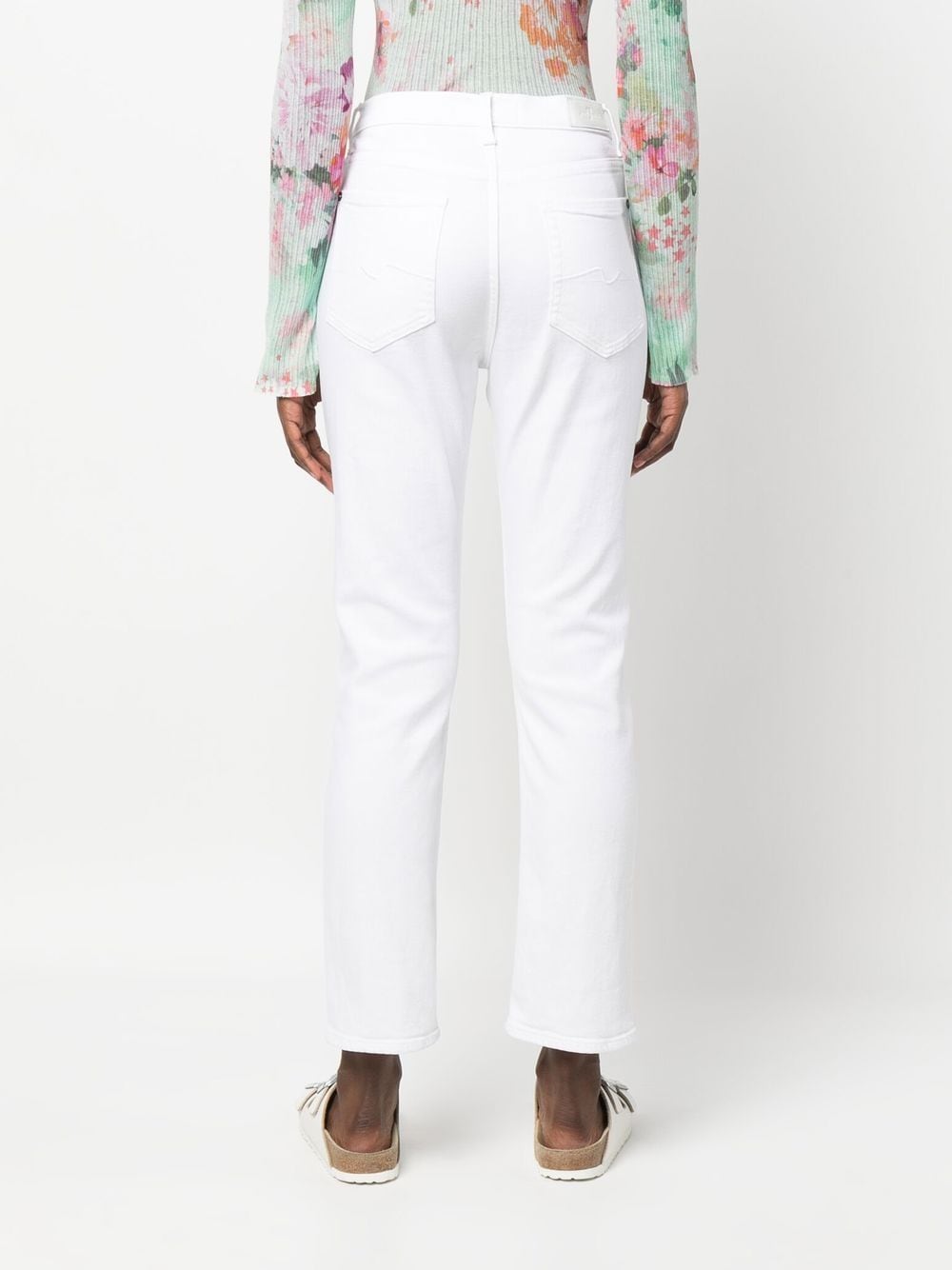Seven Cropped Slim-Fit White Jeans White
