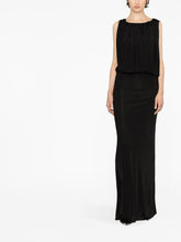 Saint Laurent Draped Sleeveless Floor-Length Jersey Dress Black
