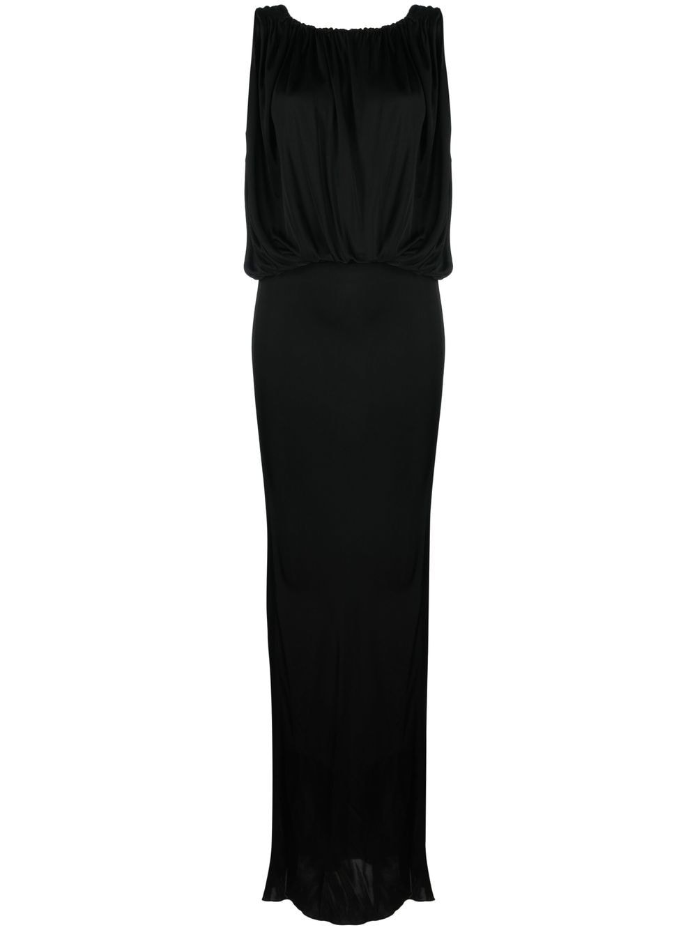 Saint Laurent Draped Sleeveless Floor-Length Jersey Dress Black