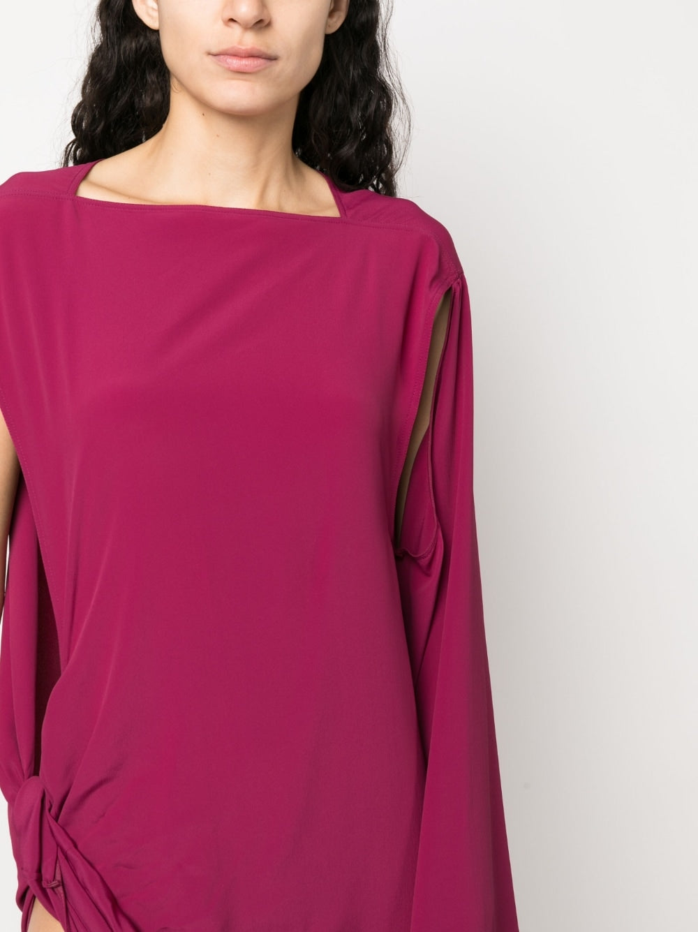 Rick Owens Draped Asymmetric Maxi Dress Fuchsia