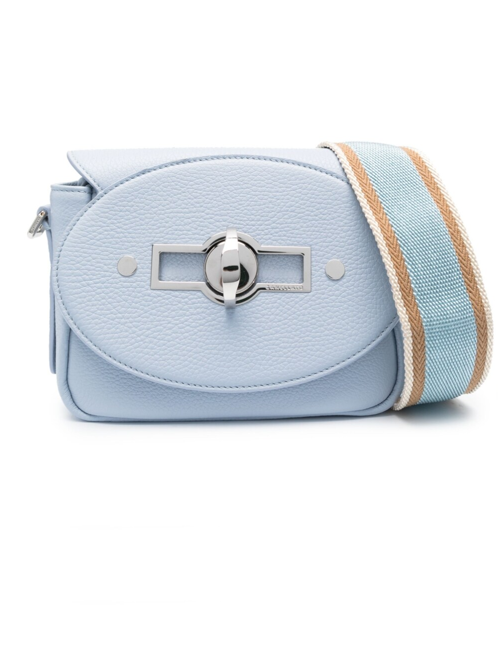 Zanellato Small Tina Daily Grained Leather Crossbody Bag Clear Blue