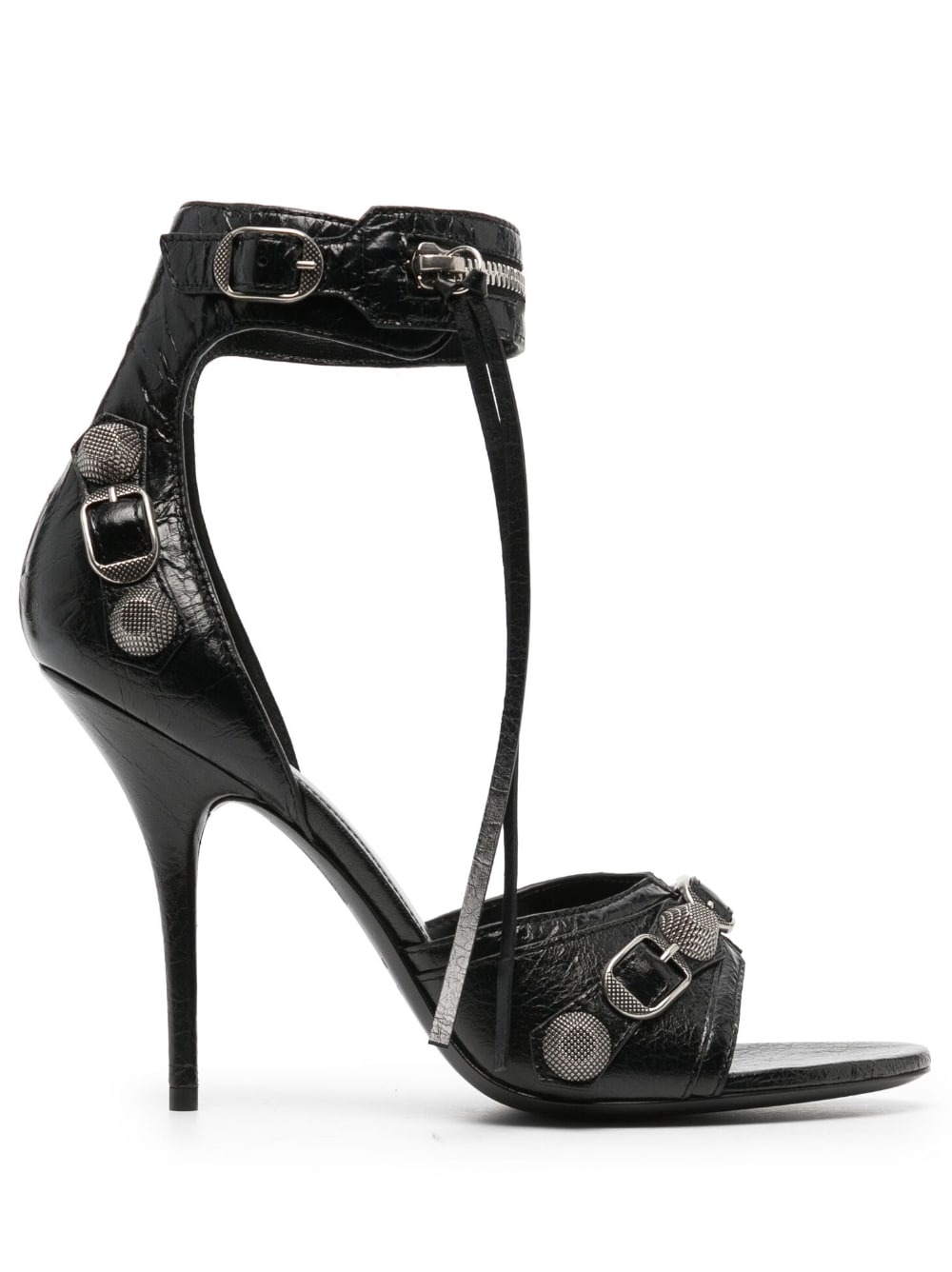 Balenciaga Cagole 110mm Leather Sandals Black