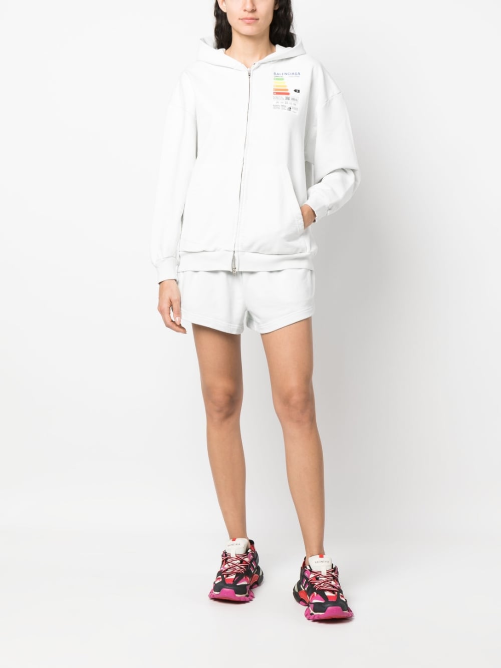 Balenciaga Flared Cotton Elasticated-Waist Shorts White
