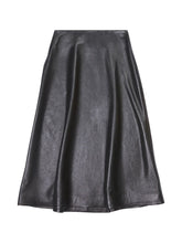 Balenciaga Leather A-Line Midi Skirt Black