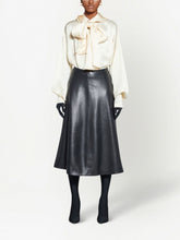Balenciaga Leather A-Line Midi Skirt Black