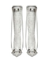 Balenciaga Cagole Pointed-Toe Studded Leather Boots White