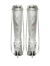 Balenciaga Cagole Pointed-Toe Studded Leather Boots White
