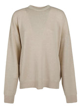 Balenciaga Wool-Cashmere Logo Crewneck Sweater Beige