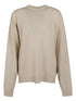 Balenciaga Wool-Cashmere Logo Crewneck Sweater Beige