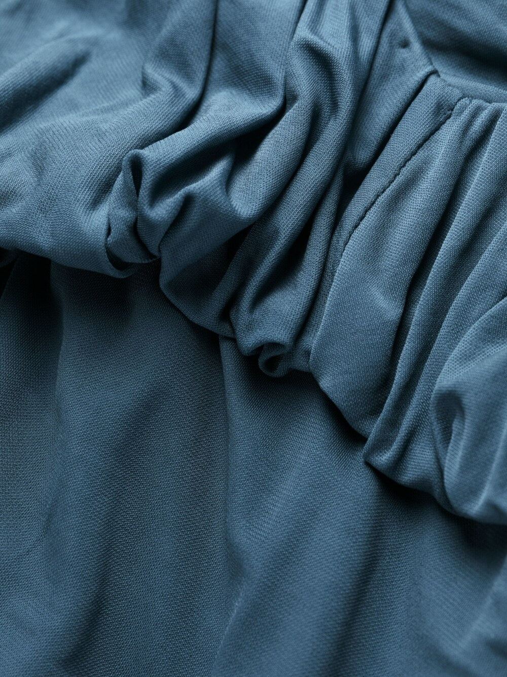 Saint Laurent Draped V-Neck Mini Dress Blue