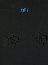 Off White High-Neck Floral-Appliqué Hooded Long Dress Black