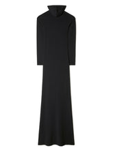 Off White High-Neck Floral-Appliqué Hooded Long Dress Black