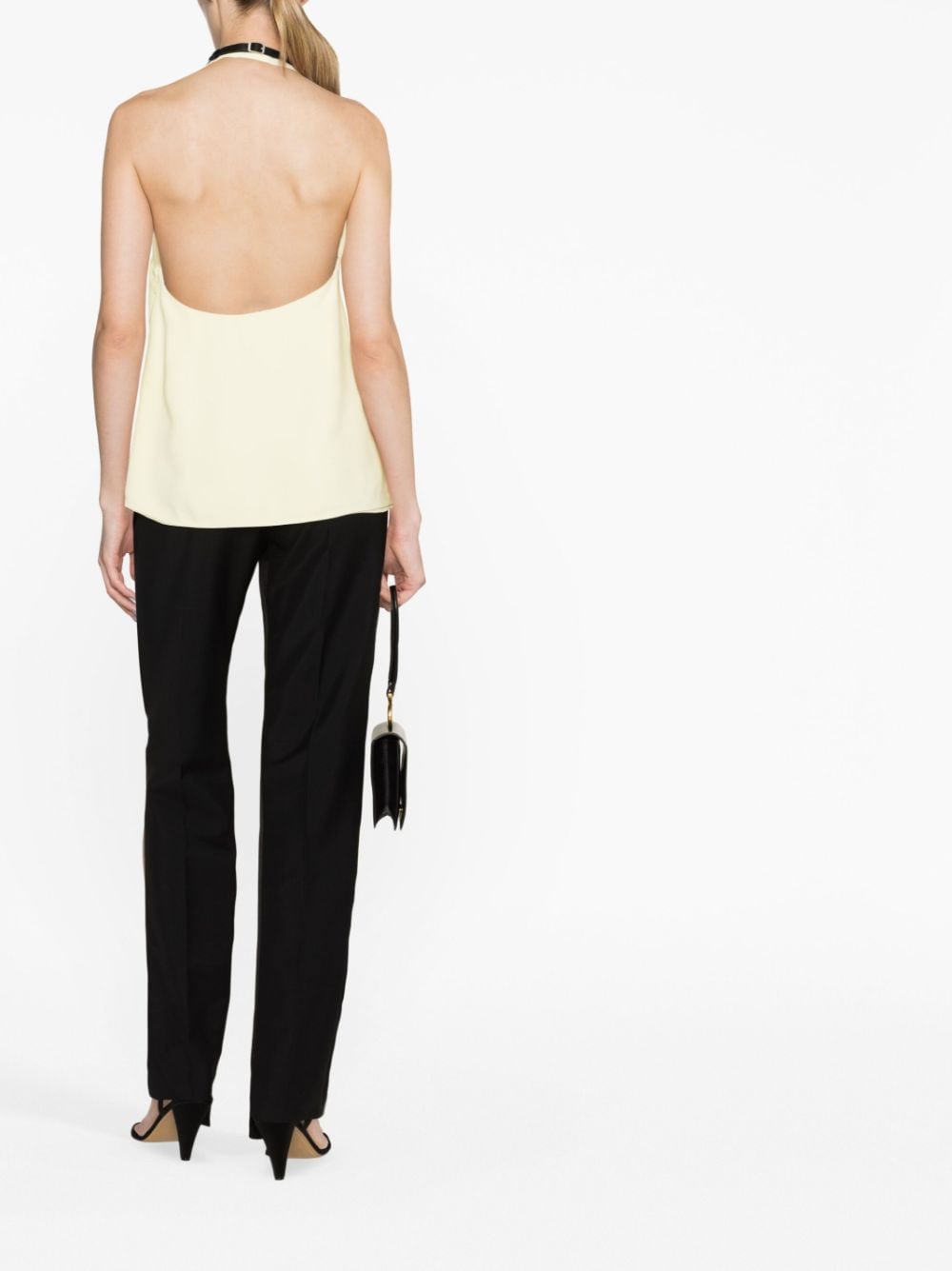 Jil Sander Halterneck Tiered Open-Back Top Yellow