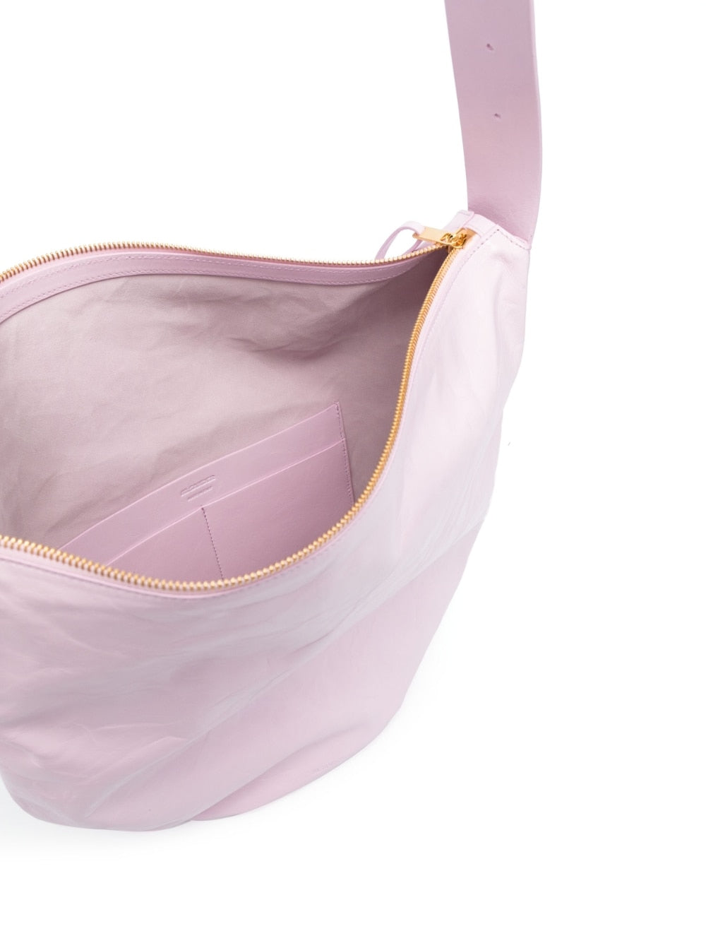 Jil Sander Medium Crinkled Leather Shoulder Bag Lilac