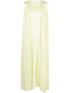 Jil Sander Draped Layered Viscose Maxi Dress Yellow