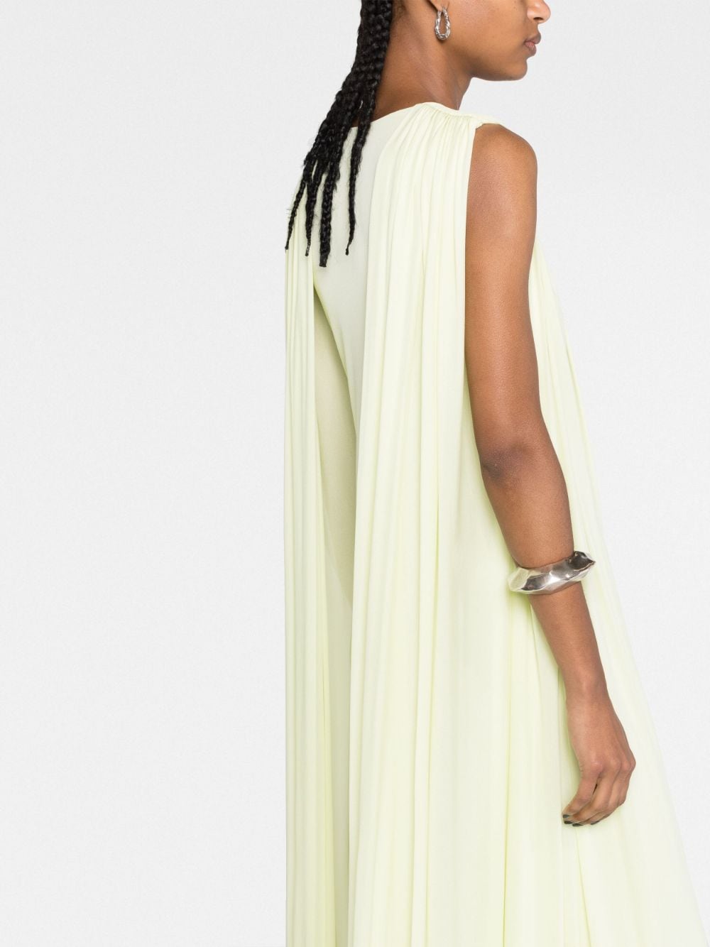 Jil Sander Draped Layered Viscose Maxi Dress Yellow