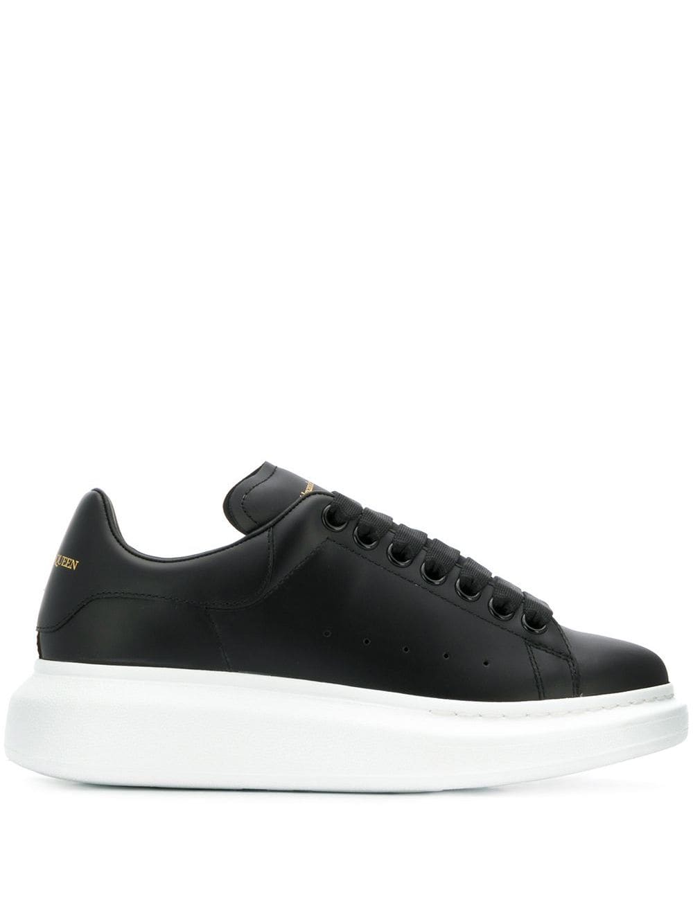 Alexander Mcqueen Oversized Leather Low-Top Sneakers in Black