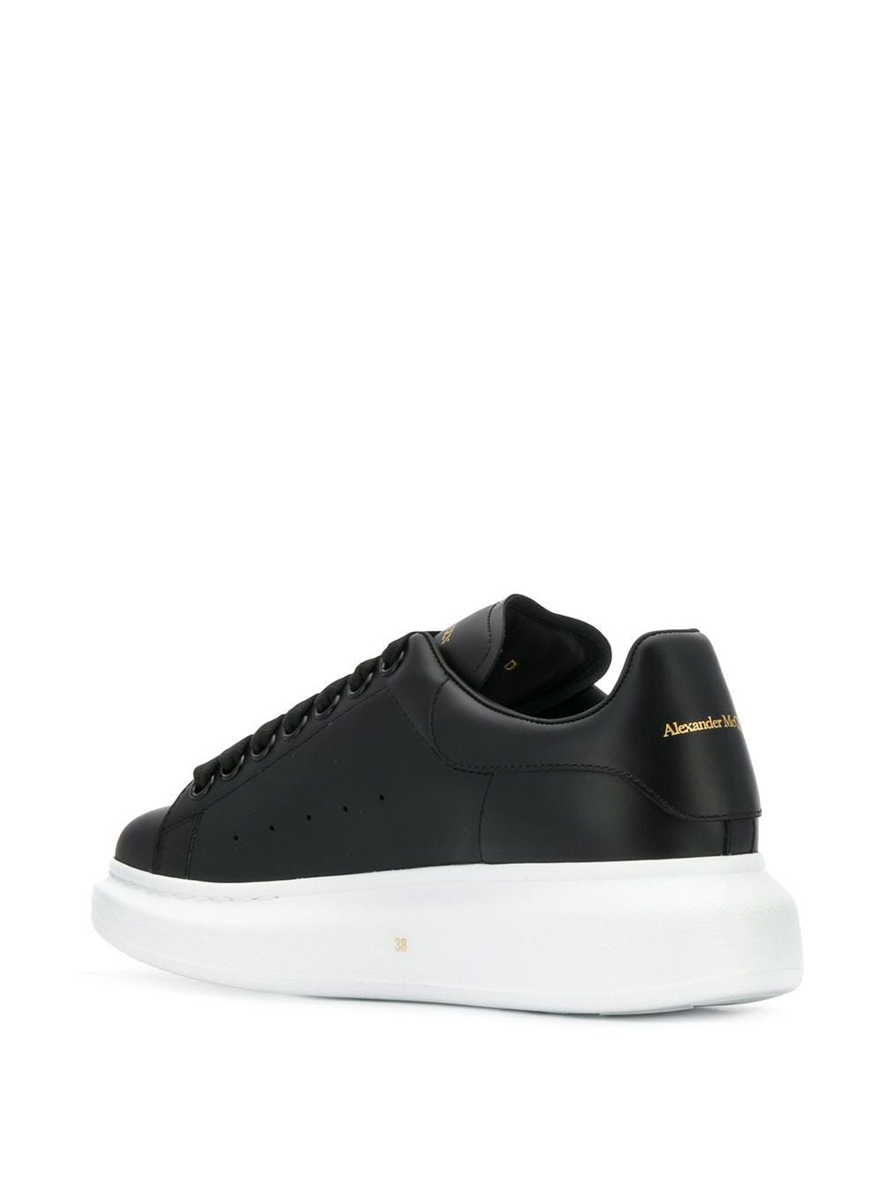 Alexander Mcqueen Oversized Leather Low-Top Sneakers in Black
