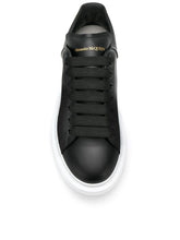 Alexander Mcqueen Oversized Leather Low-Top Sneakers in Black