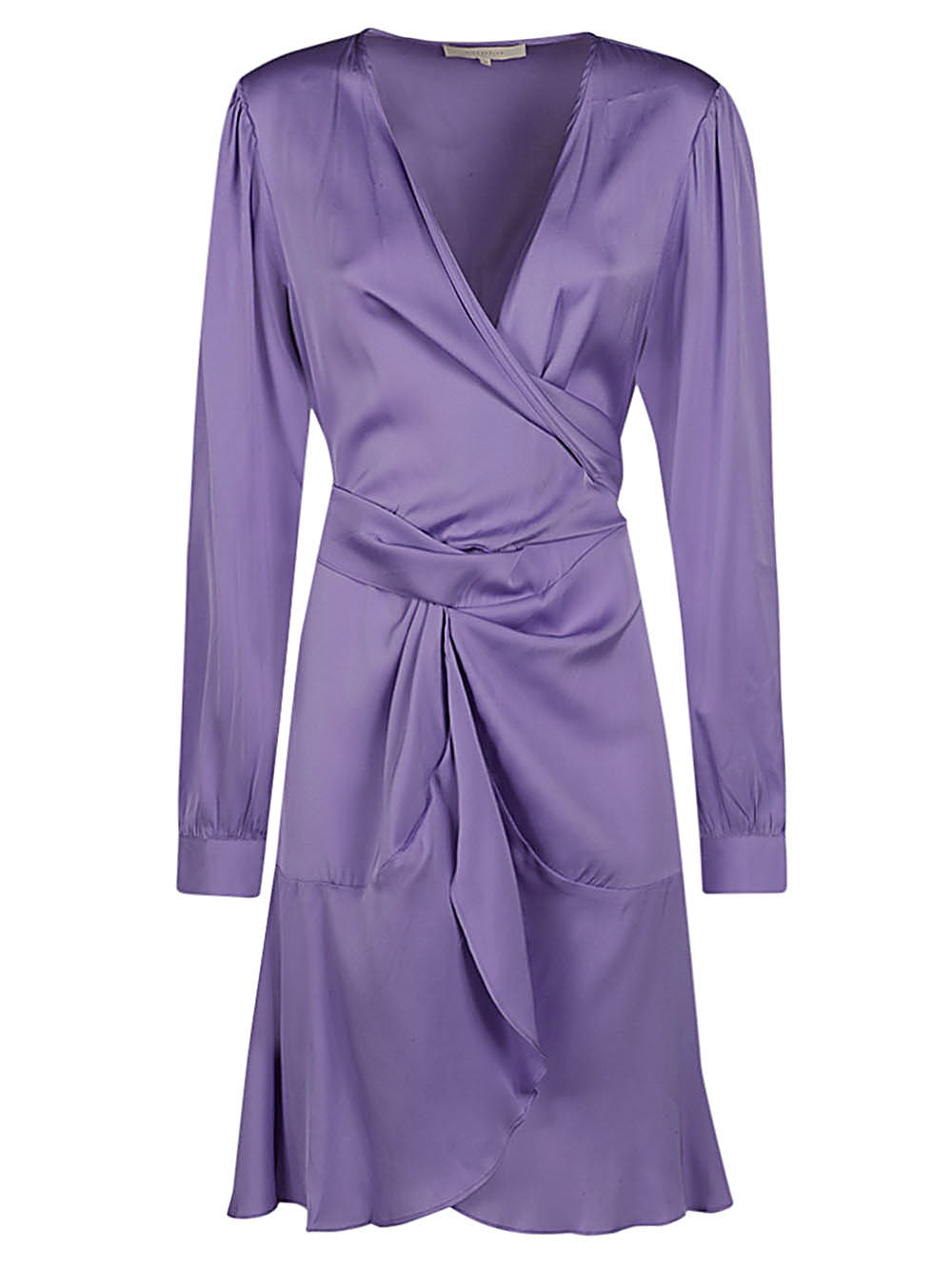 Silk95Five V-Neck Knot-Waist Short Silk Dress Lilac