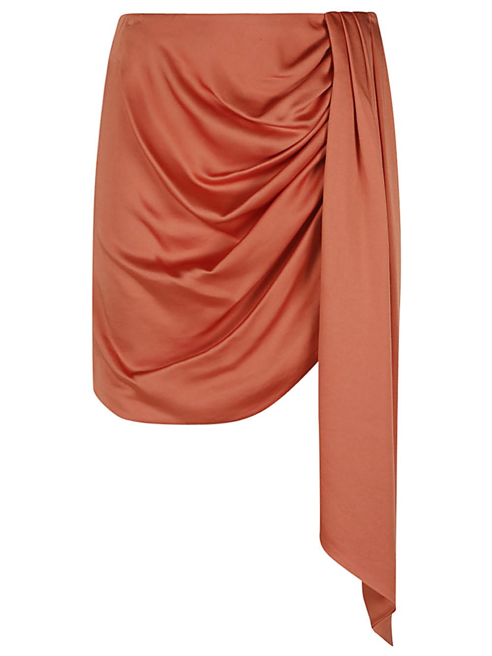 Jonathan Simkhai Mae Draped Satin Mini Skirt Red