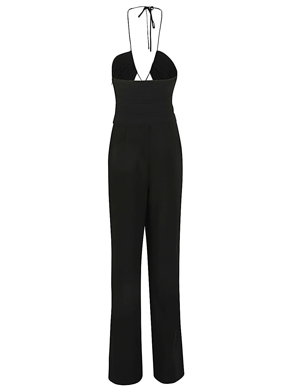 Jonathan Simkhai Gala Cut-Out Plissé Wide-Leg Jumpsuit Black