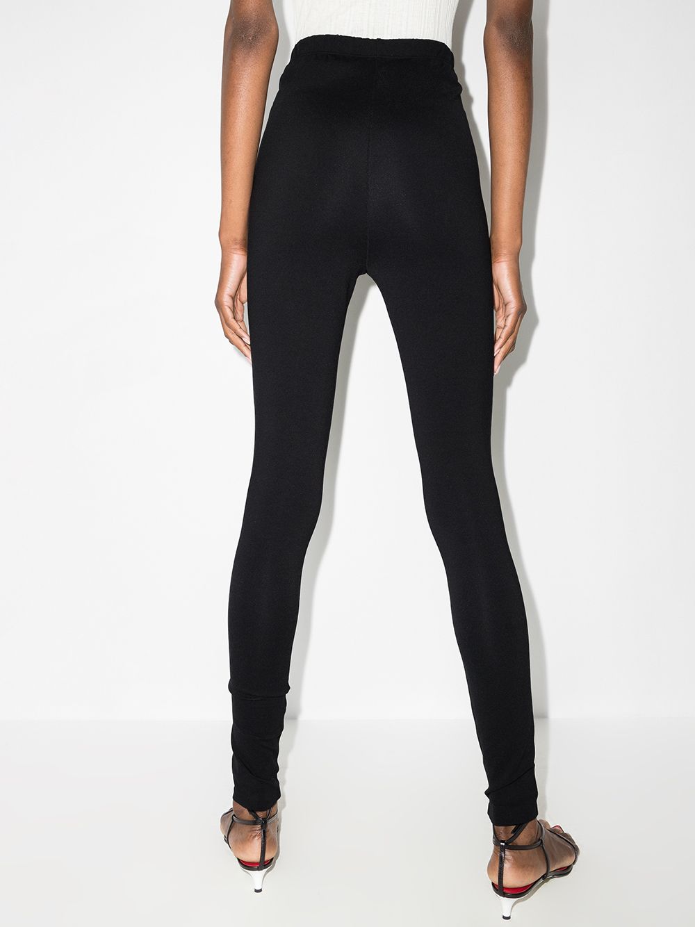 032C Front zip leggings Black