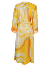 Jonathan Simkhai Odelia Marble-Print Belted Long Cover-Up Dress Orange