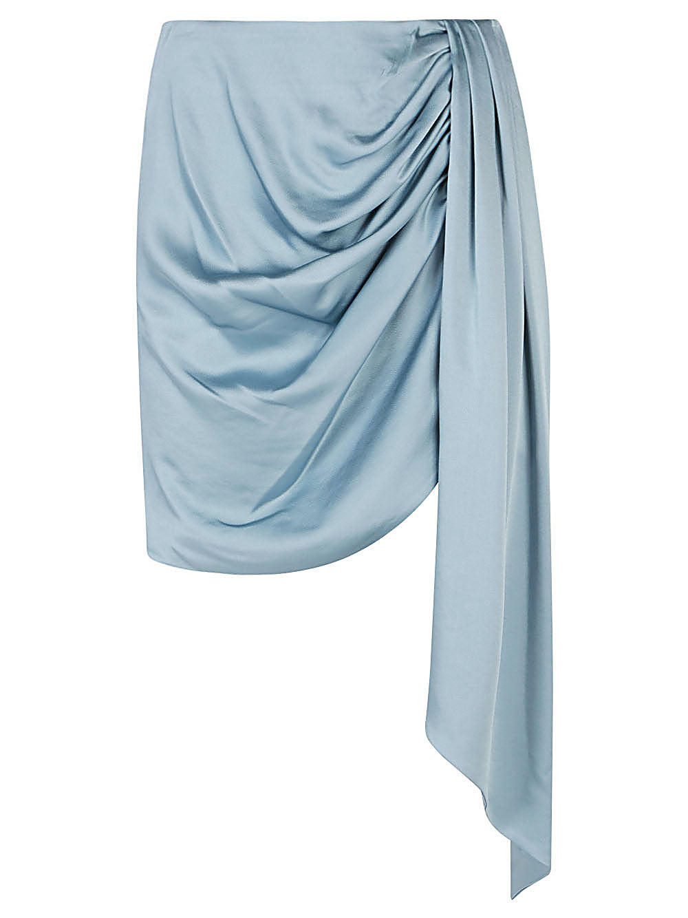 Jonathan Simkhai Asymmetric Draped Satin Mini Skirt Clear Blue