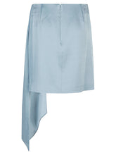 Jonathan Simkhai Asymmetric Draped Satin Mini Skirt Clear Blue
