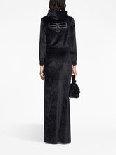 Balenciaga Crystal-Embellished Velvet Zip-Up Hoodie Black