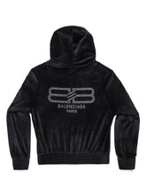 Balenciaga Crystal-Embellished Velvet Zip-Up Hoodie Black