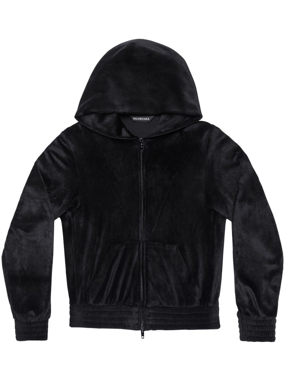 Balenciaga Crystal-Embellished Velvet Zip-Up Hoodie Black