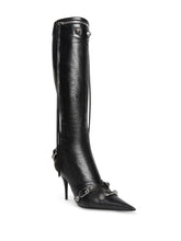 Balenciaga Cagole 90mm Knee-High Lambskin Boots Black