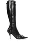 Balenciaga Cagole 90mm Knee-High Lambskin Boots Black