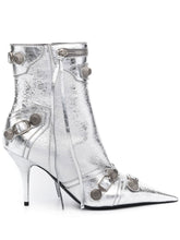Balenciaga Cagole 90mm Metallic Calf Leather Ankle Boots Silver