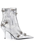 Balenciaga Cagole 90mm Metallic Calf Leather Ankle Boots Silver
