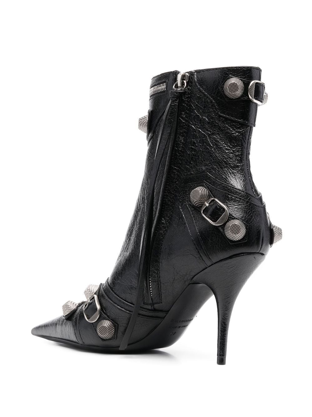 Balenciaga Cagole 90mm Crinkled Leather Ankle Boots Black