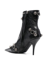 Balenciaga Cagole 90mm Crinkled Leather Ankle Boots Black