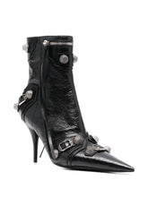 Balenciaga Cagole 90mm Crinkled Leather Ankle Boots Black