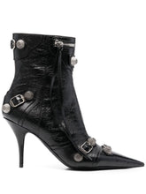 Balenciaga Cagole 90mm Crinkled Leather Ankle Boots Black