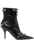 Balenciaga Cagole 90mm Crinkled Leather Ankle Boots Black