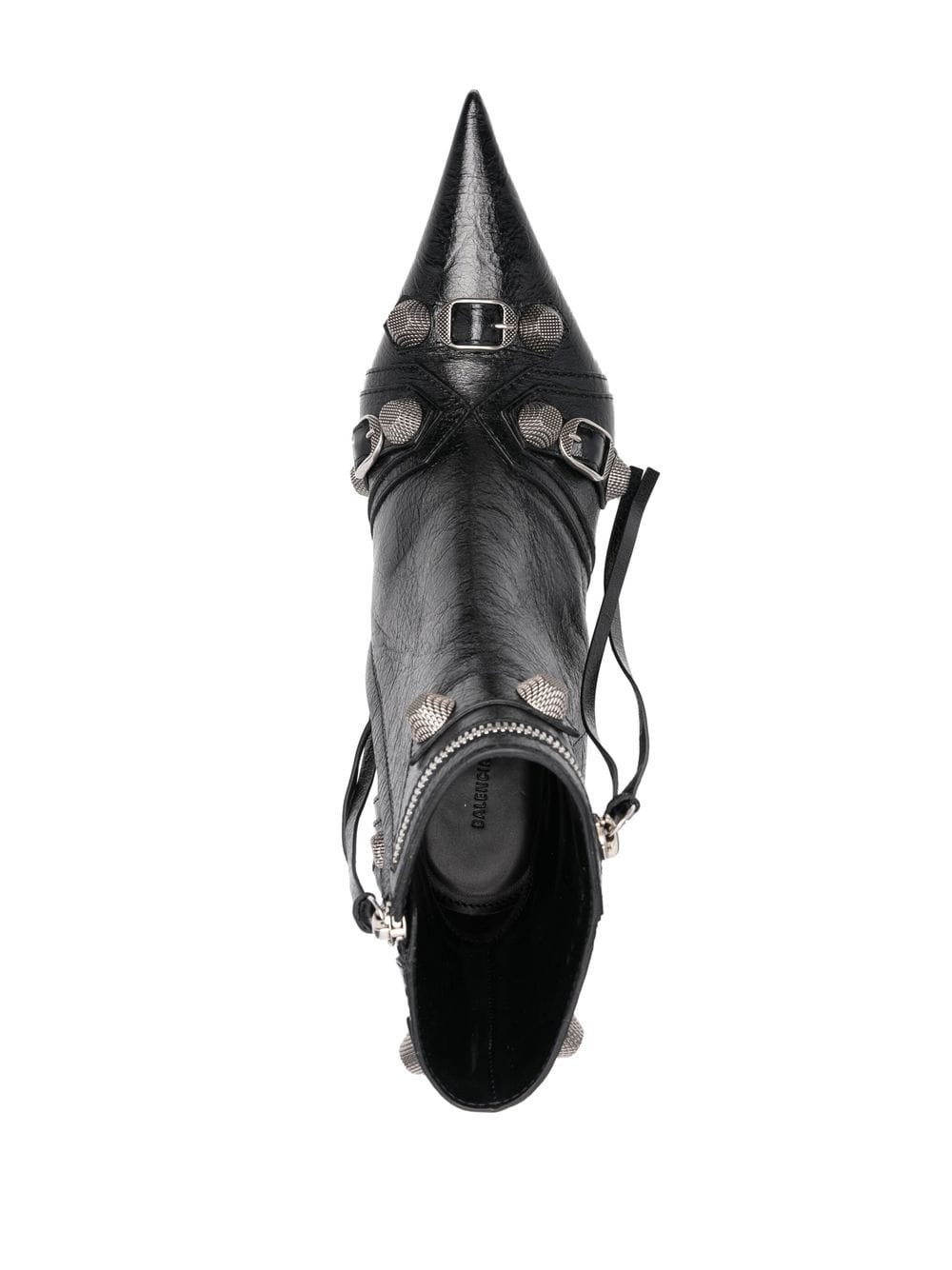 Balenciaga Cagole 90mm Crinkled Leather Ankle Boots Black