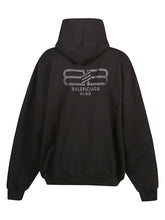 Balenciaga BB Strass Embellished Cotton Hoodie Black