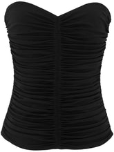 Saint Laurent Ruched Strapless Sweetheart Top Black